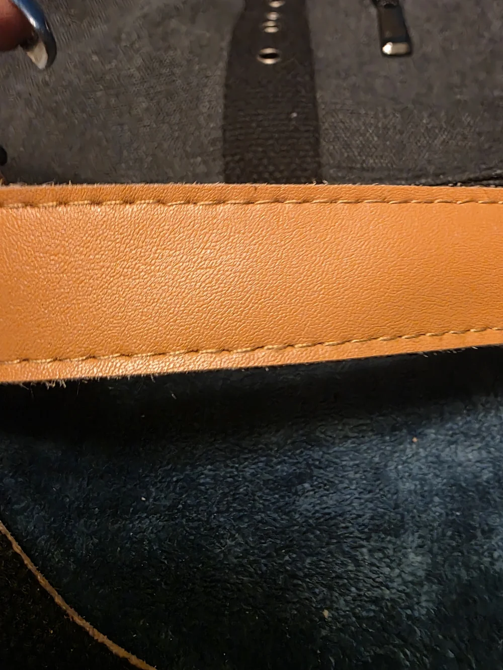 Signature by Sangria Gray Canvas Messenger Bag with Orange Accents
